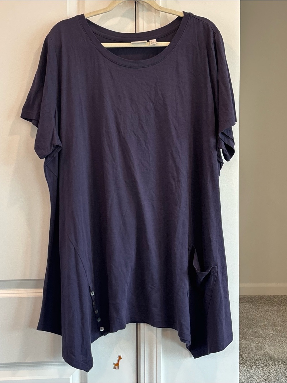 LOGO by Lori Goldstein Buttons LaganLook 3X Short-Sleeve Tunic with Pocket